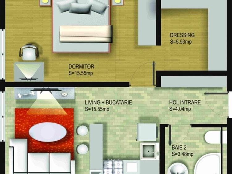 Apartament cu 2 camere decomandat în Central