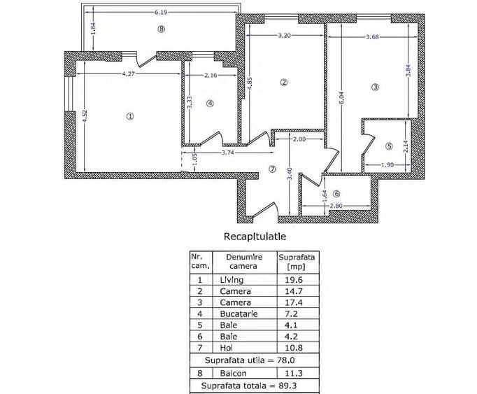 Apartament cu 3 camere în Central