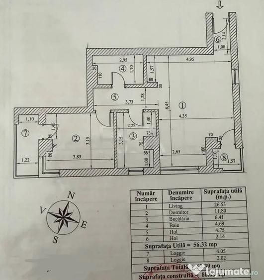 Apartament cu 2 camere decomandat în 13 Septembrie