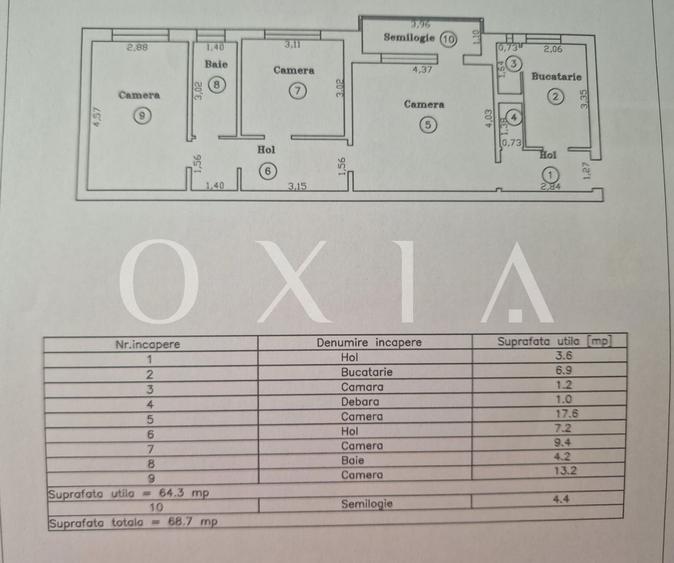 Apartament cu 3 camere semidecomandat, mobilat în Girocului