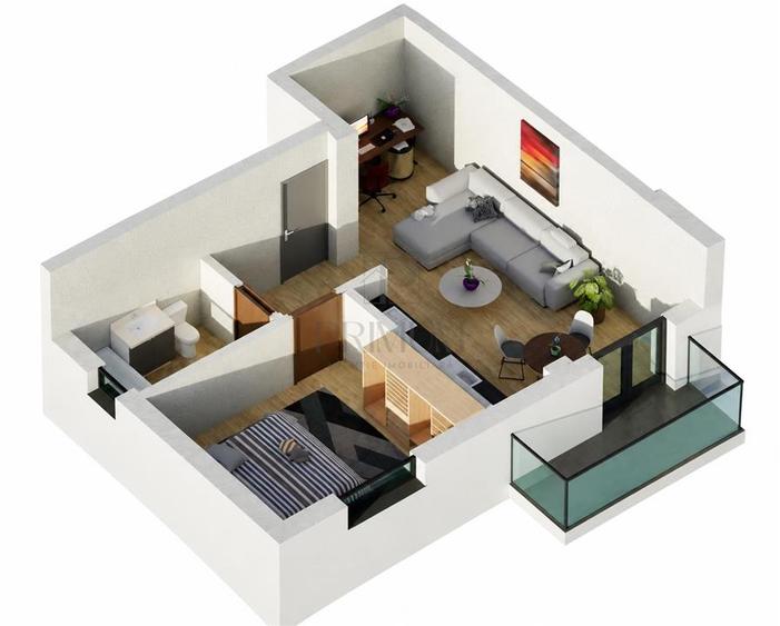 Apartament cu 2 camere semidecomandat în Braytim