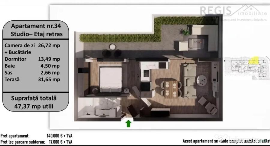 Apartament cu 2 camere decomandat în Tractorul