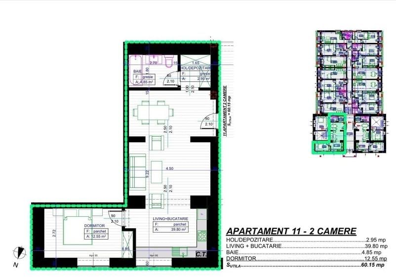 Apartament cu 2 camere decomandat în Popoveni