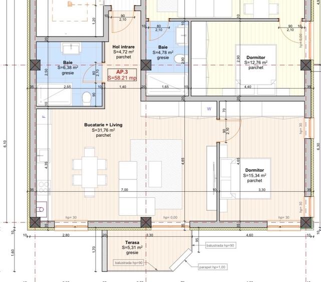 Apartament cu 2 camere decomandat în Moșnița Nouă