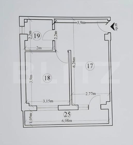 Apartament 2 camere, 43 mp, zona Hlincea - 1