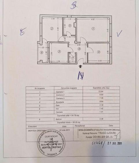 Apartament cu 3 camere decomandat în Inel II