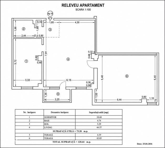 Apartament cu 3 camere în Palazu Mare