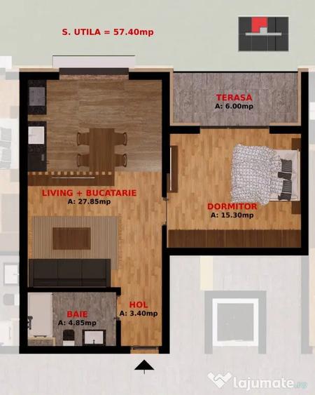 Apartament cu 2 camere decomandat în Dobroești