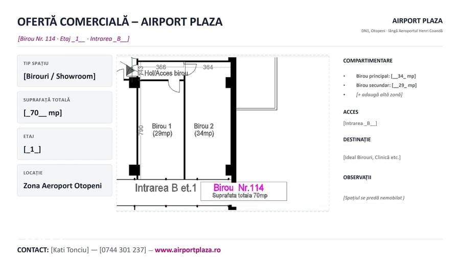 Spațiu comercial, de 70 mp, în Central