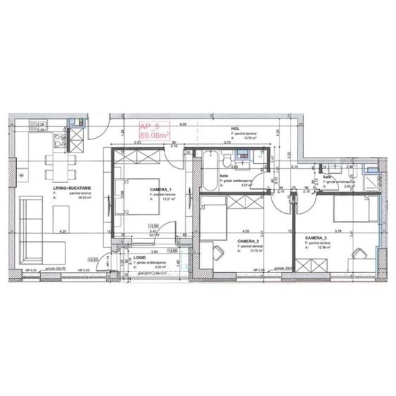 Apartament 4 CAM, SU 89.08 MP, LOGIE in zona MARASTI - 1