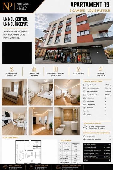 Apartament cu 3 camere decomandat în Spitalul Județean