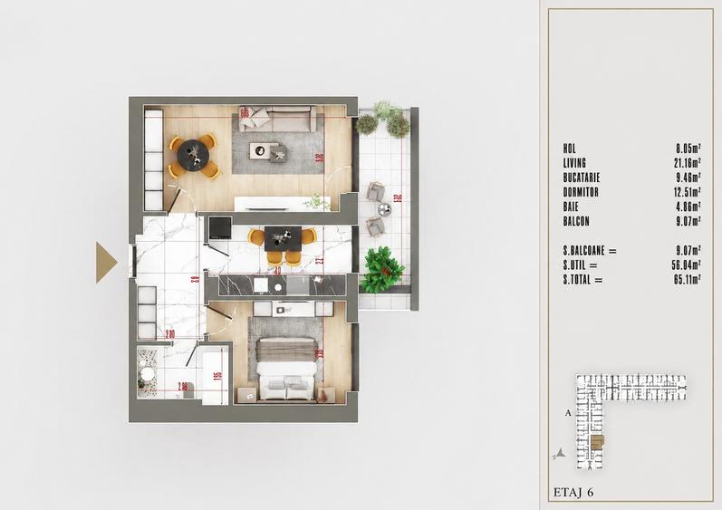 Apartament cu 2 camere decomandat în Theodor Pallady