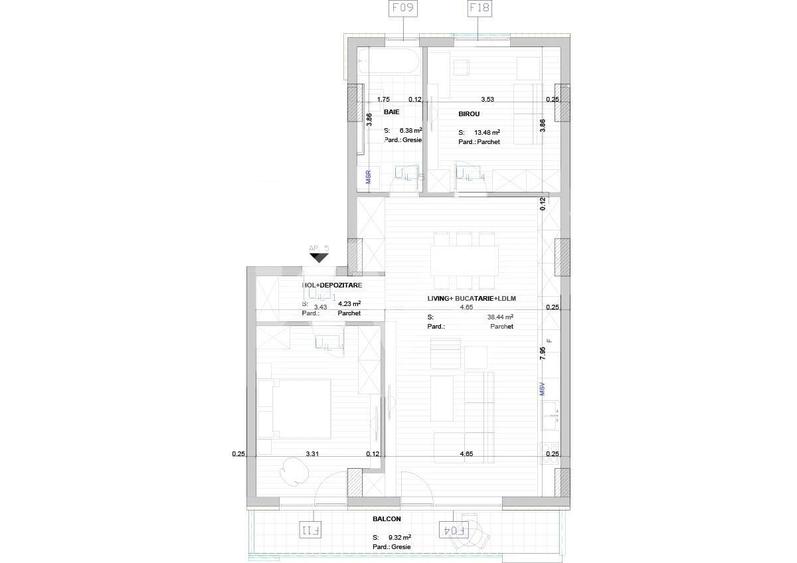 Apartament cu 3 camere decomandat în Dârste