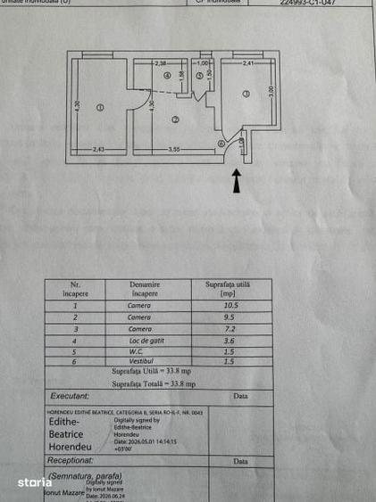 Apartament cu 3 camere în Mărgeanului