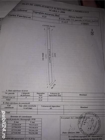 Teren de 2400 mp, în Corbu