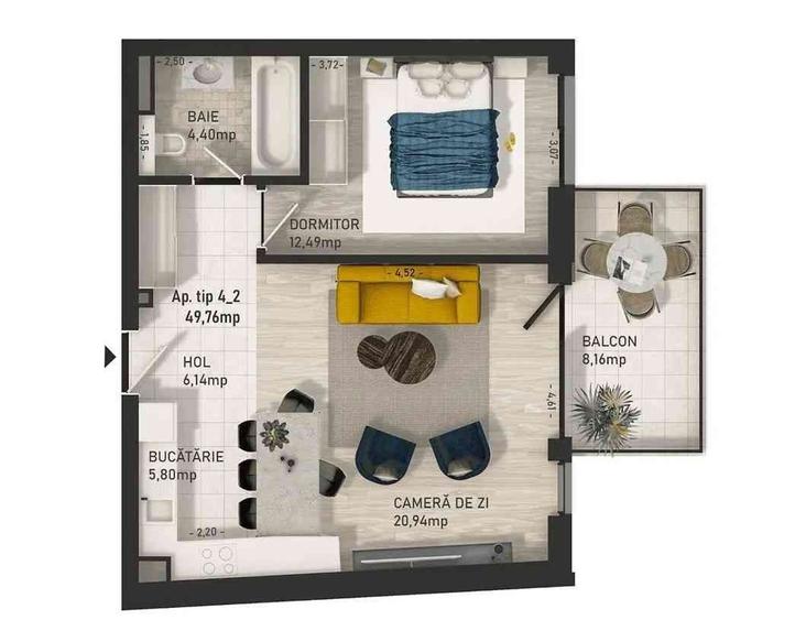 Apartament cu 2 camere în Central