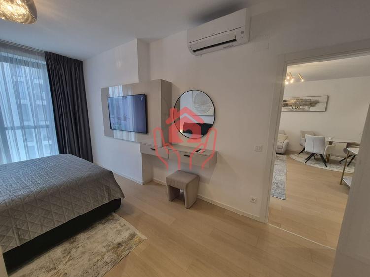 Apartament cu 2 camere semidecomandat, mobilat în Băneasa