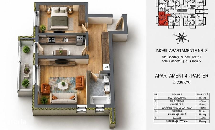 Apartament cu 2 camere în Central