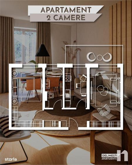 Apartament cu 2 camere decomandat în Plopi