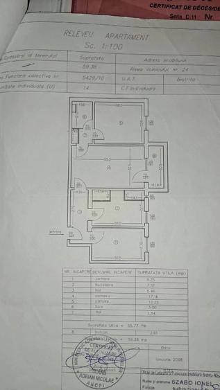 Apartament cu 3 camere semidecomandat în Central