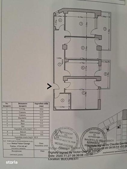 Apartament cu 3 camere în Central