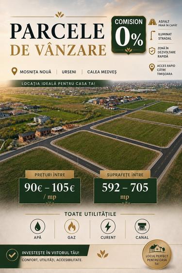 Teren Construcții intravilan de 592 mp, în Moșnița Nouă