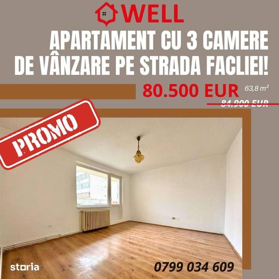 Apartament cu 3 camere decomandat în Sud