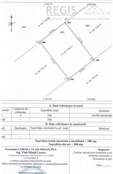 Teren de 500 mp, în Noua