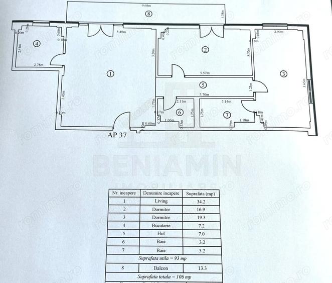 Apartament cu 3 camere decomandat în Triaj