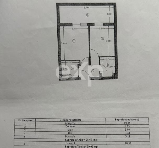 Apartament cu 2 camere decomandat în Războieni