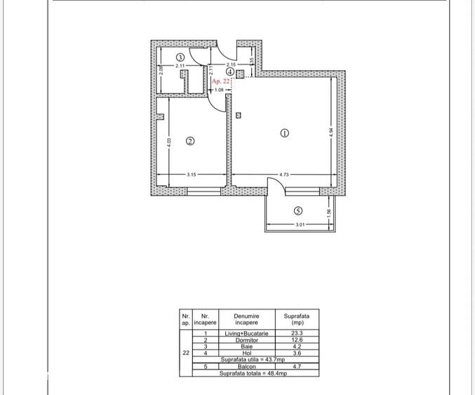 Apartament cu 2 camere în Central