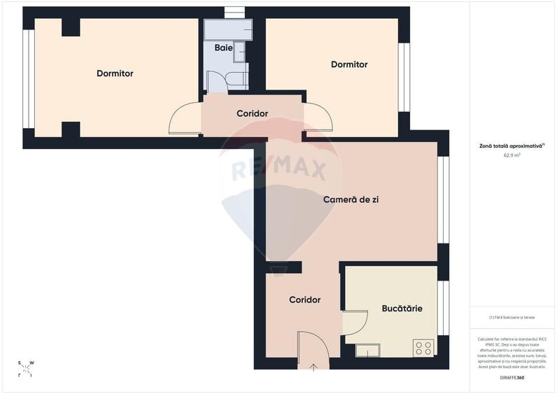 Apartament cu 3 camere în Tei
