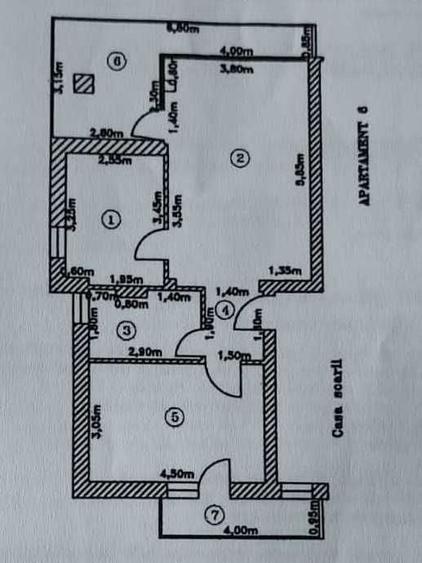 Apartament cu 2 camere semidecomandat în Central