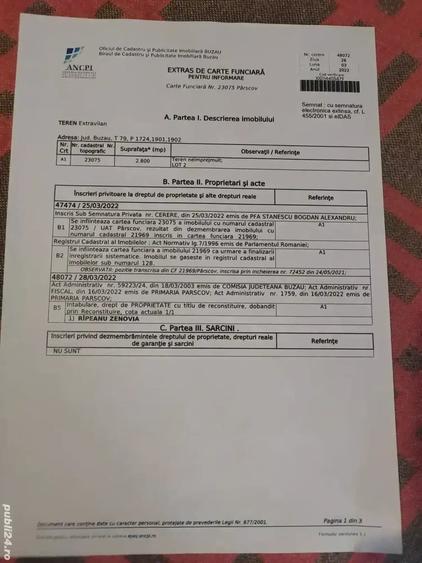 Teren de 2800 mp, în Lunca Frumoasă