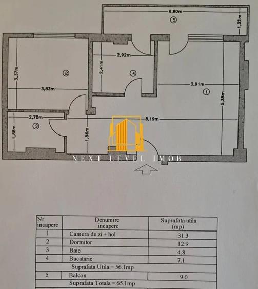 Apartament cu 2 camere decomandat în Teilor