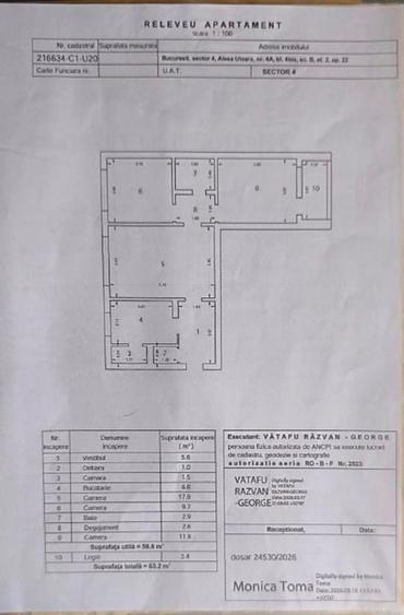 Apartament cu 3 camere semidecomandat în Berceni