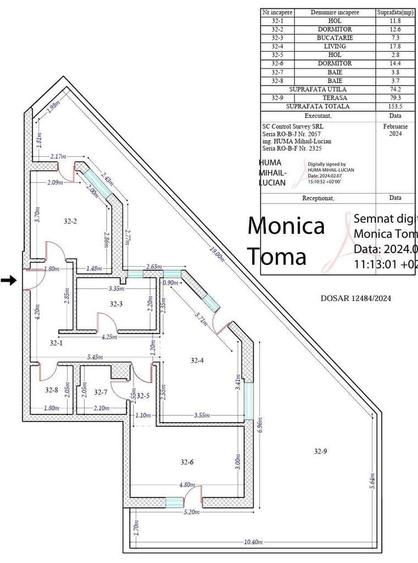Apartament cu 3 camere în Central