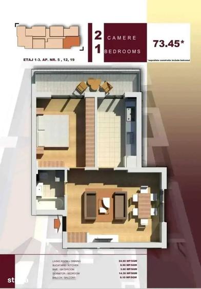 Apartament cu 2 camere în Central