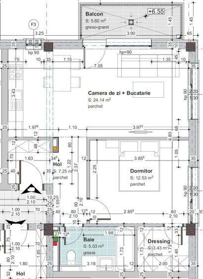 Apartament cu 2 camere semidecomandat, mobilat în Baciu
