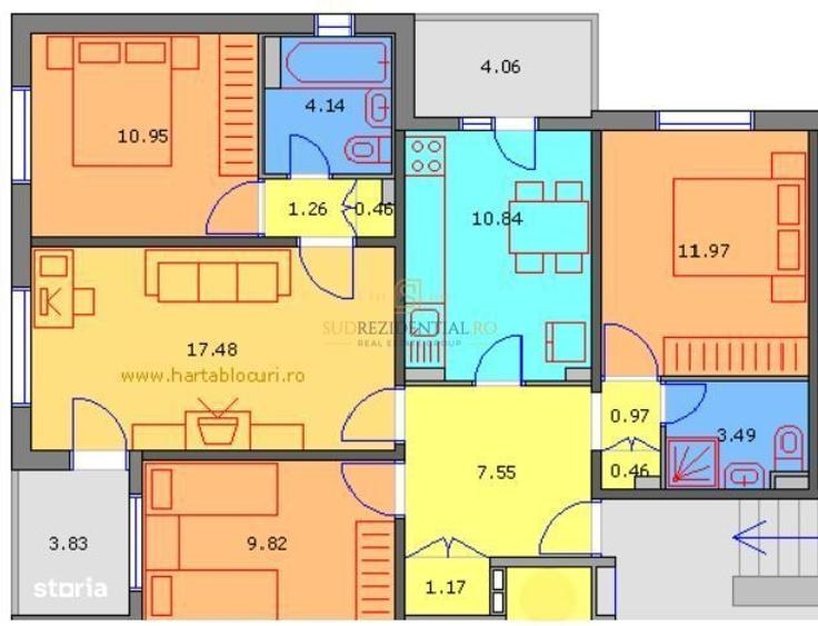 Apartament cu 4 camere, mobilat în Apărătorii Patriei