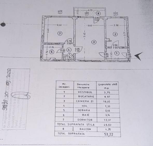 Apartament cu 2 camere semidecomandat în Iancului