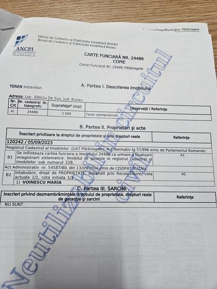Teren de 2500 mp, în Sibiciu de Sus