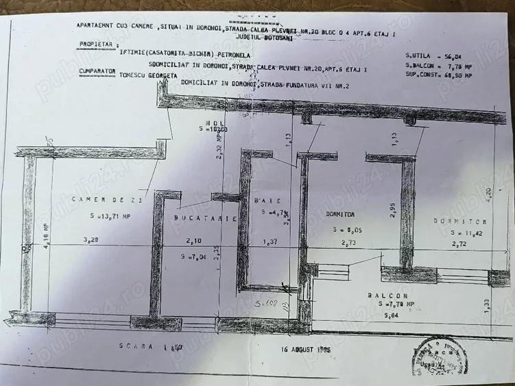 Apartament cu 3 camere decomandat în Central