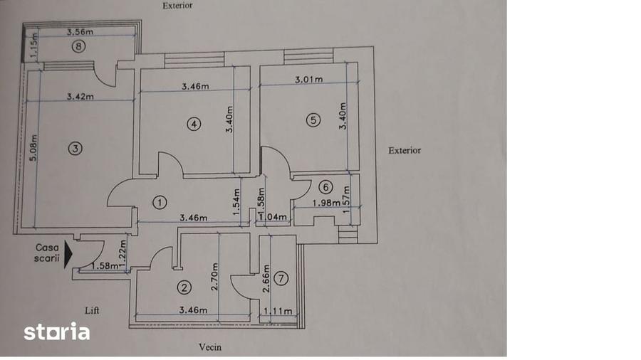 Apartament cu 3 camere decomandat în Cornișa