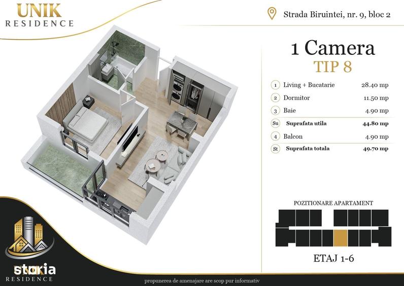 Apartament cu 2 camere în Central
