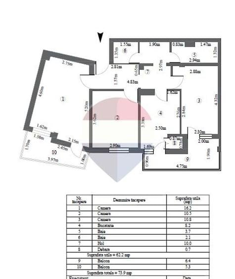 Apartament cu 3 camere decomandat în Micro 13