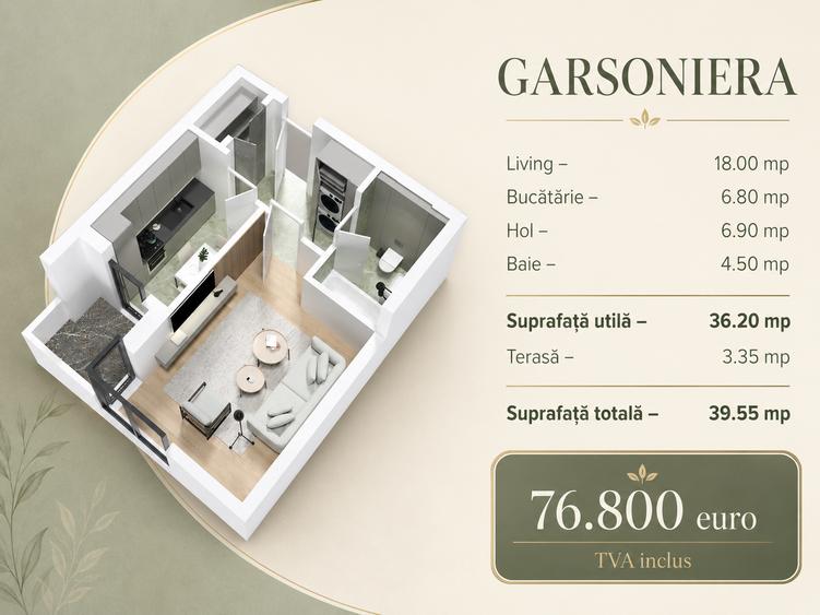 Garsonieră decomandată în Popești-Leordeni