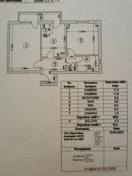 Apartament cu 2 camere decomandat în Mazepa 2