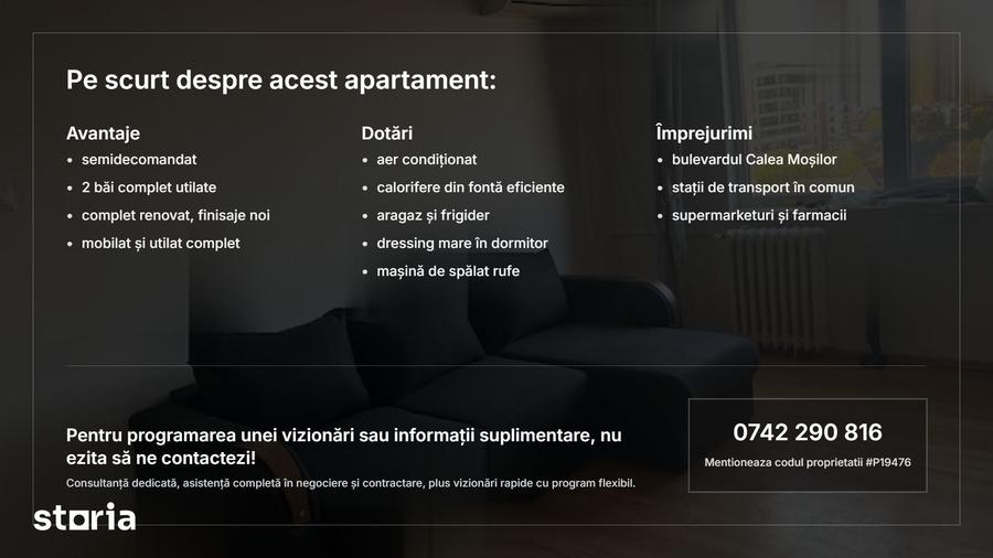 Apartament 3 camere | Mosilor | Complet Mobilat | 2 Bai - 5
