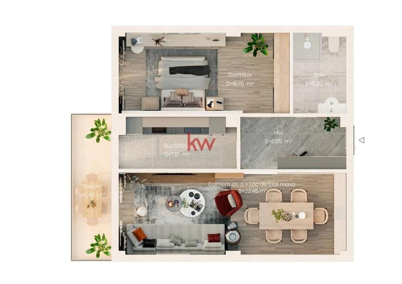 Apartament cu 2 camere în Uricani